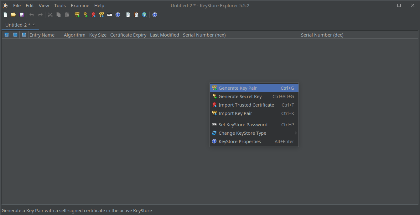 Create new key pair